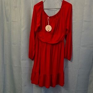 Elegant Red Long Sleeve Dress